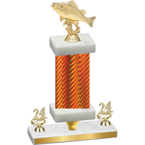 Premium Single Orange Carbon Fiber Year Fishing Trophy