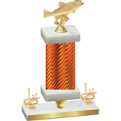 Premium Single Orange Carbon Fiber First Place Fishing Trophy