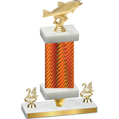 Premium Single Orange Carbon Fiber Year Fishing Trophy