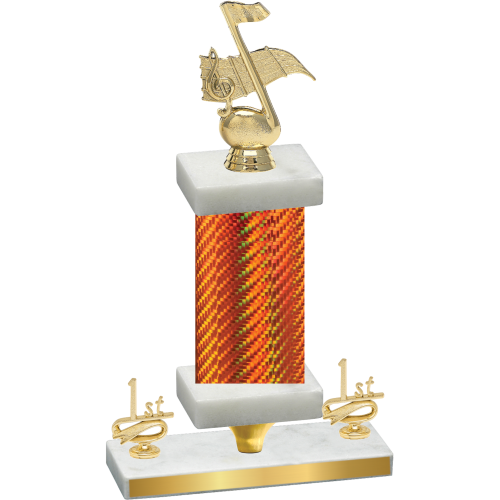 Premium Single Orange Carbon Fiber First Place Music Trophy