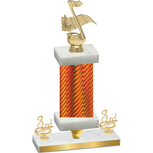 Premium Single Orange Carbon Fiber Third Place Music Trophy