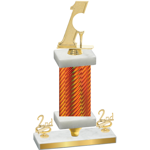 Premium Single Orange Carbon Fiber Second Place Golf Trophy