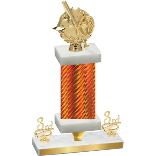Premium Single Orange Carbon Fiber Third Place Baseball Trophy