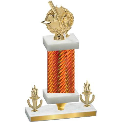 Premium Single Orange Carbon Fiber Victory Baseball Trophy