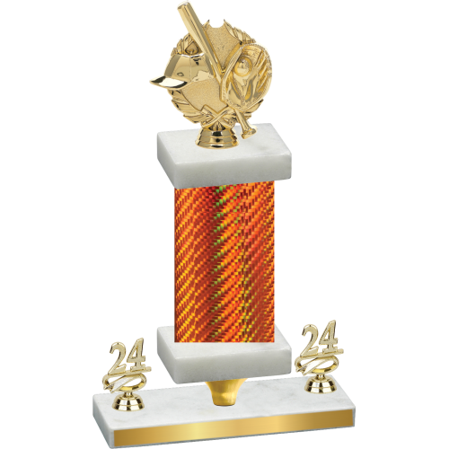Premium Single Orange Carbon Fiber Year Baseball Trophy