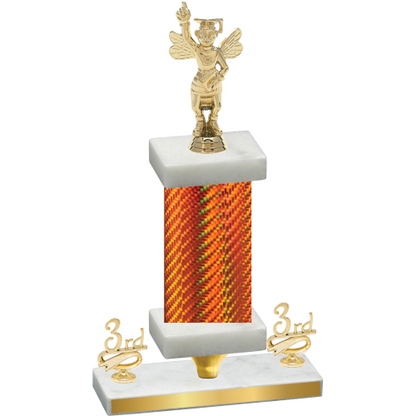 Premium Single Orange Carbon Fiber Third Place Academics Trophy