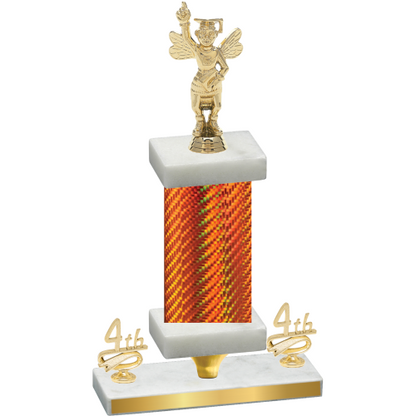 Premium Single Orange Carbon Fiber Fourth Place Academics Trophy
