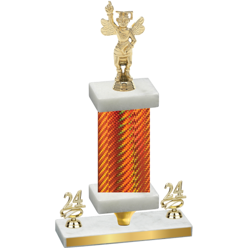 Premium Single Orange Carbon Fiber Year Academics Trophy