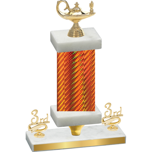 Premium Single Orange Carbon Fiber Third Place Academics Trophy