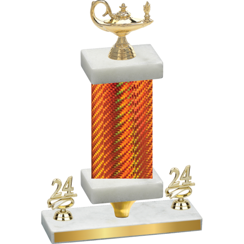 Premium Single Orange Carbon Fiber Year Academics Trophy