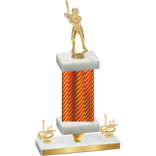 Premium Single Orange Carbon Fiber First Place Baseball Trophy