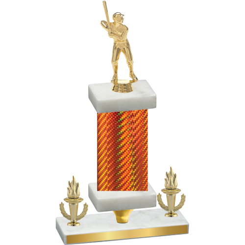Premium Single Orange Carbon Fiber Victory Baseball Trophy