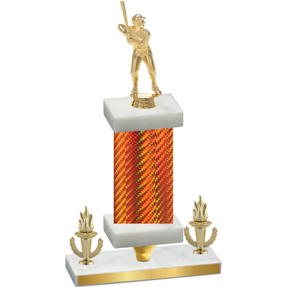 Premium Single Orange Carbon Fiber Victory Baseball Trophy