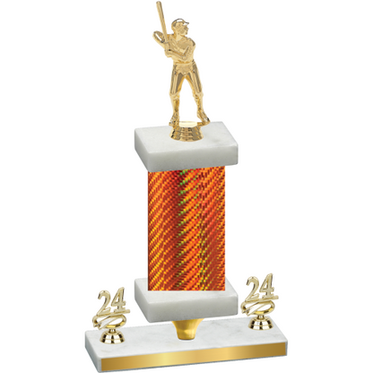 Premium Single Orange Carbon Fiber Year Baseball Trophy