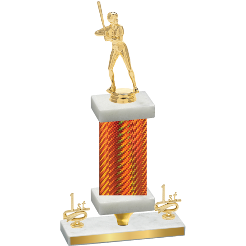Premium Single Orange Carbon Fiber First Place Softball Trophy