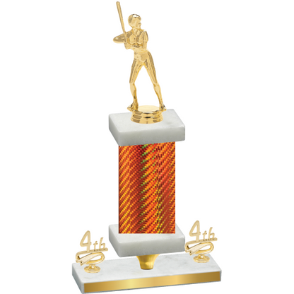 Premium Single Orange Carbon Fiber Fourth Place Softball Trophy