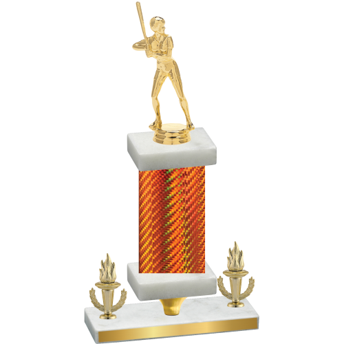 Premium Single Orange Carbon Fiber Victory Softball Trophy