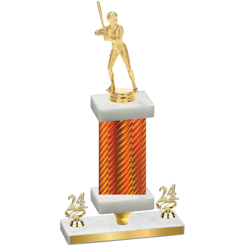 Premium Single Orange Carbon Fiber Year Softball Trophy