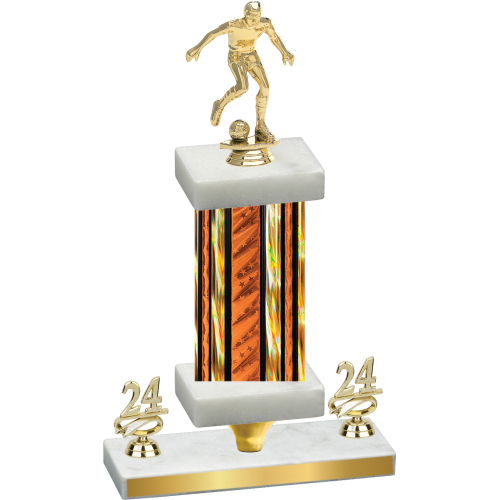 Premium Single Orange Glacier Year Soccer Trophy