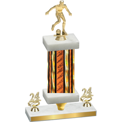 Premium Single Orange Glacier Year Soccer Trophy