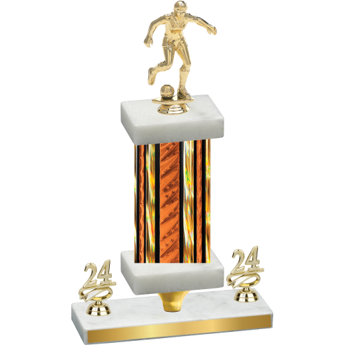 Premium Single Orange Glacier Year Soccer Trophy