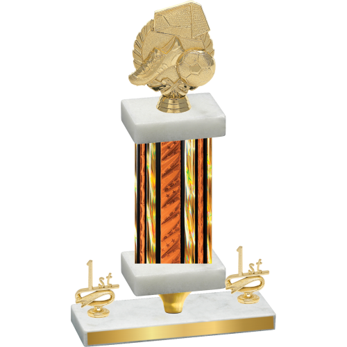 Premium Single Orange Glacier First Place Soccer Trophy