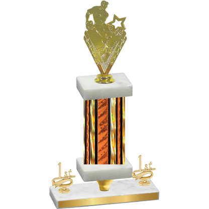 Premium Single Orange Glacier First Place Rugby Trophy