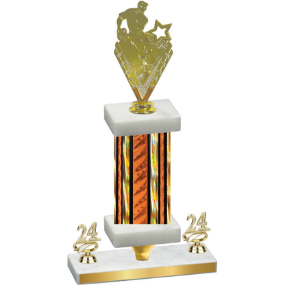 Premium Single Orange Glacier Year Rugby Trophy