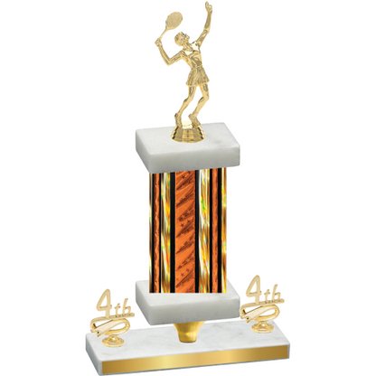 Premium Single Orange Glacier Fourth Place Tennis Trophy