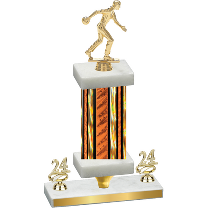 Premium Single Orange Glacier Year Bowling Trophy