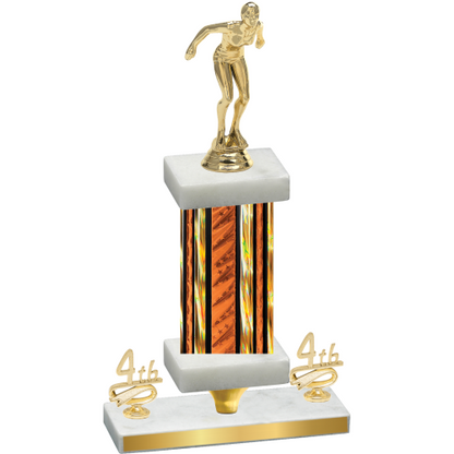 Premium Single Orange Glacier Fourth Place Tennis Trophy
