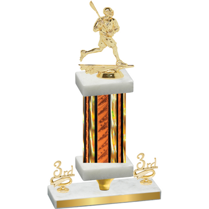 Premium Single Orange Glacier Third Place Lacrosse Trophy