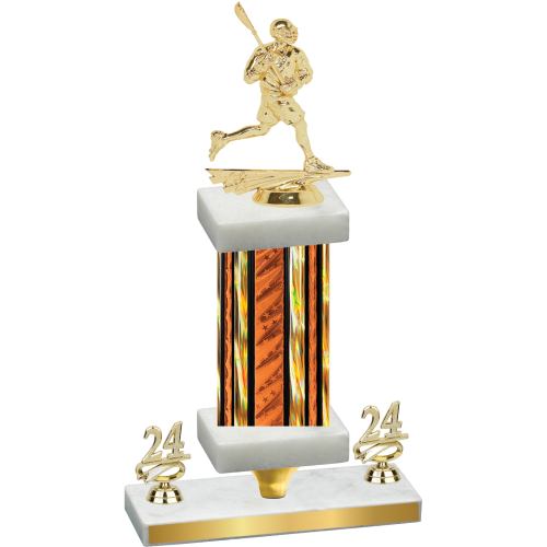 Premium Single Orange Glacier Year Lacrosse Trophy