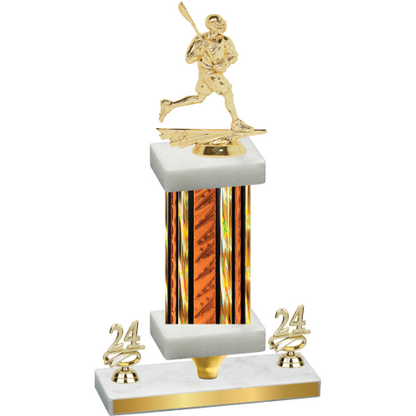 Premium Single Orange Glacier Year Lacrosse Trophy