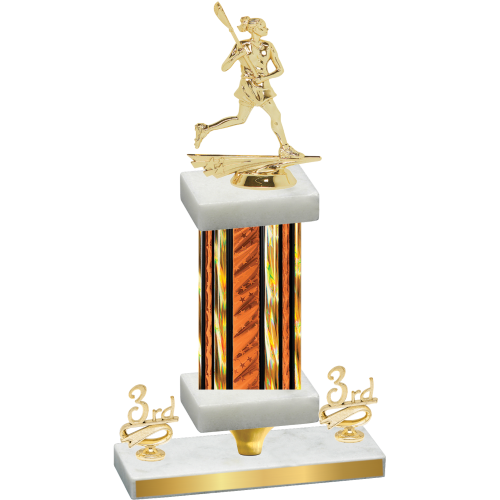 Premium Single Orange Glacier Third Place Lacrosse Trophy