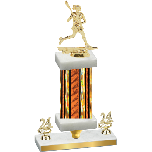 Premium Single Orange Glacier Year Lacrosse Trophy