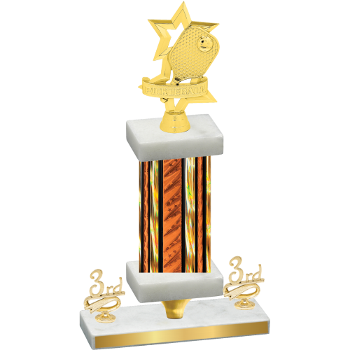 Premium Single Orange Glacier Third Place Pickleball Trophy