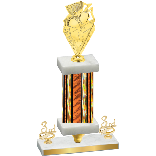 Premium Single Orange Glacier Third Place Pickleball Trophy