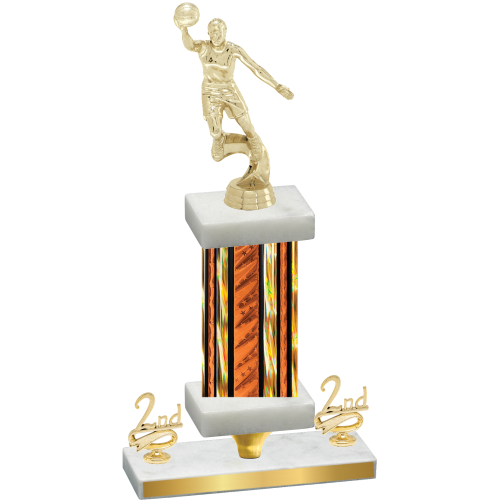 Premium Single Orange Glacier Second Place Basketball Trophy