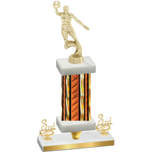 Premium Single Orange Glacier Third Place Basketball Trophy