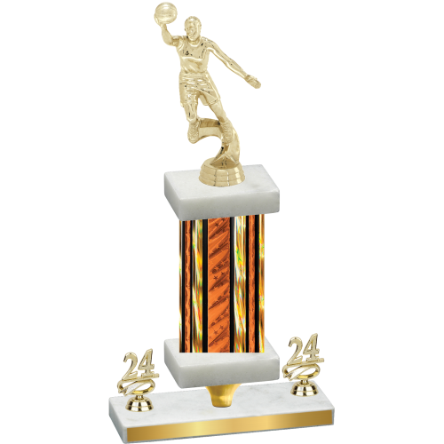 Premium Single Orange Glacier Year Basketball Trophy