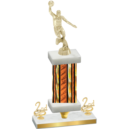 Premium Single Orange Glacier Second Place Basketball Trophy