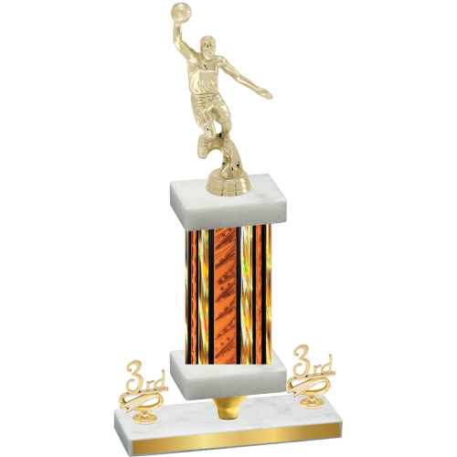 Premium Single Orange Glacier Third Place Basketball Trophy