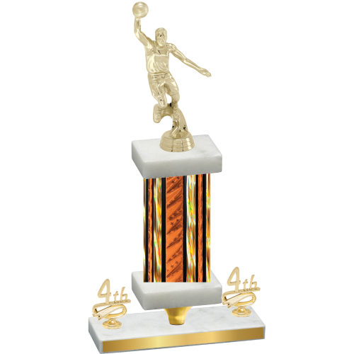 Premium Single Orange Glacier Fourth Place Basketball Trophy