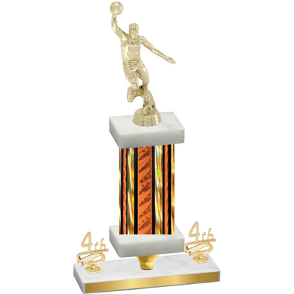 Premium Single Orange Glacier Fourth Place Basketball Trophy