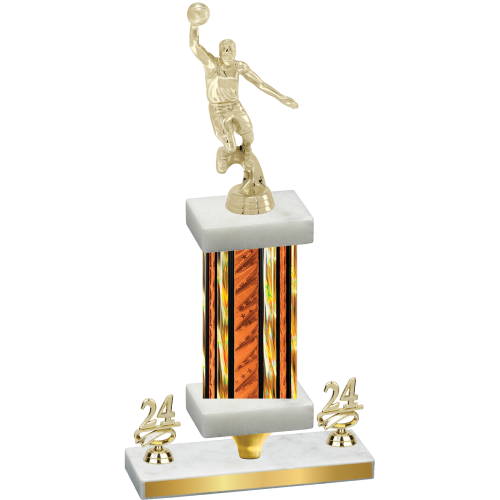 Premium Single Orange Glacier Year Basketball Trophy