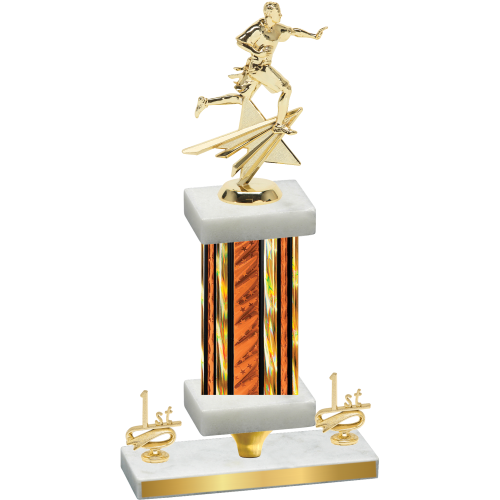 Premium Single Orange Glacier First Place Flag Football Trophy