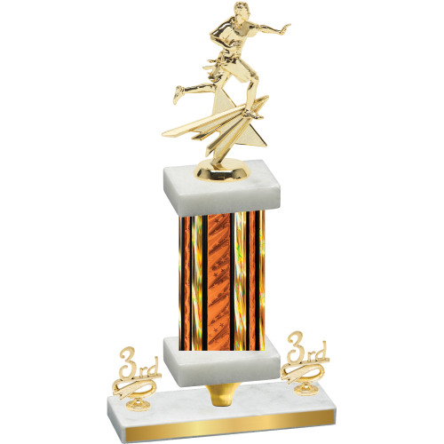 Premium Single Orange Glacier Third Place Flag Football Trophy