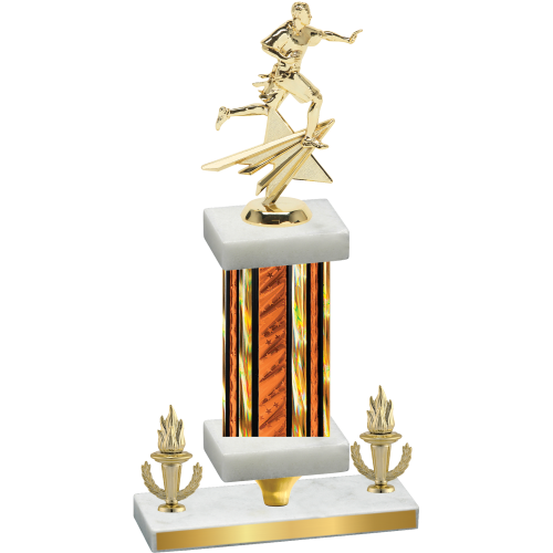 Premium Single Orange Glacier Victory Flag Football Trophy