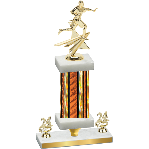 Premium Single Orange Glacier Year Flag Football Trophy